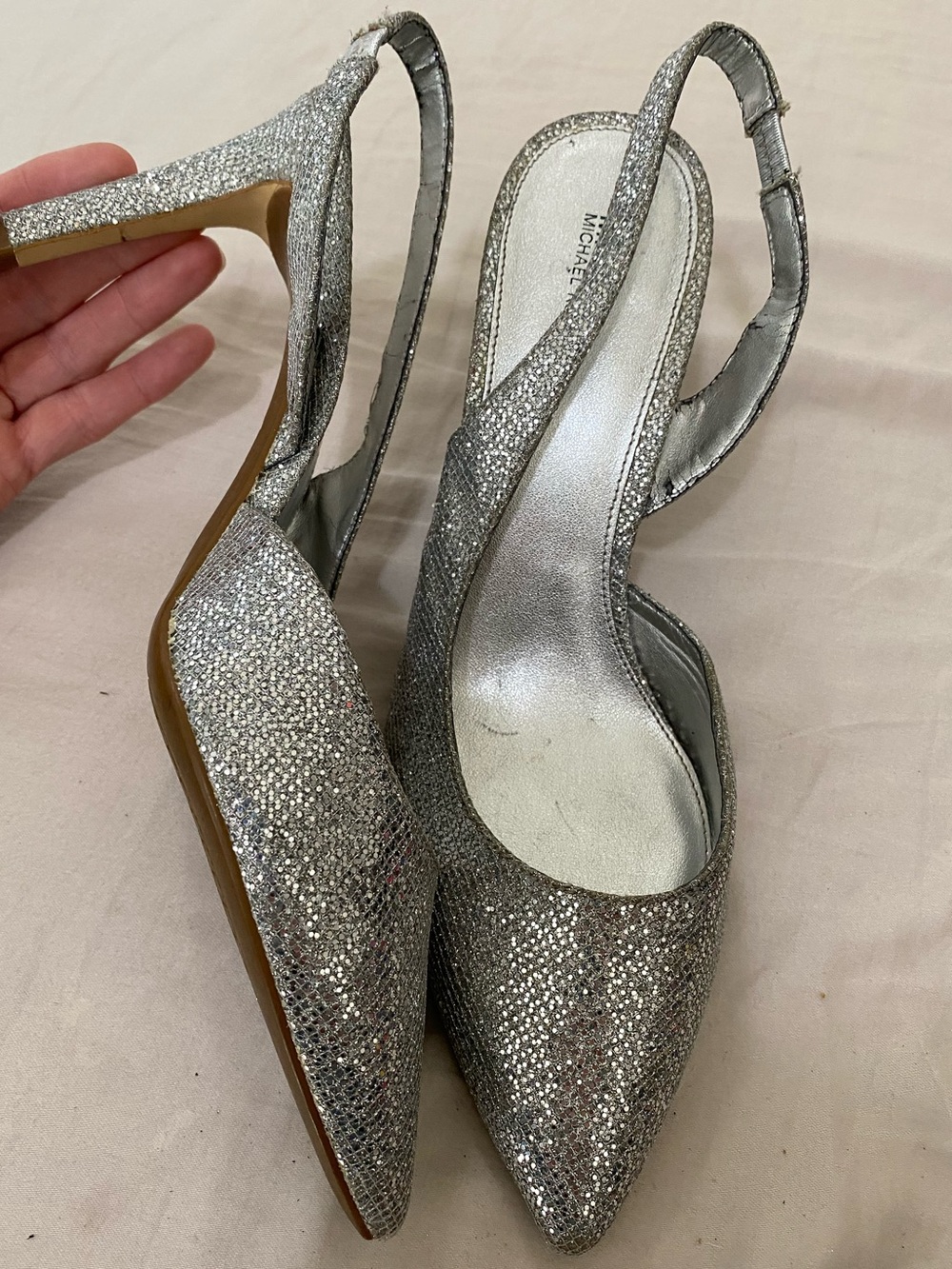 MICHAEL Michael Kors Alina Flex Glitter Slingback Pumps - Silver